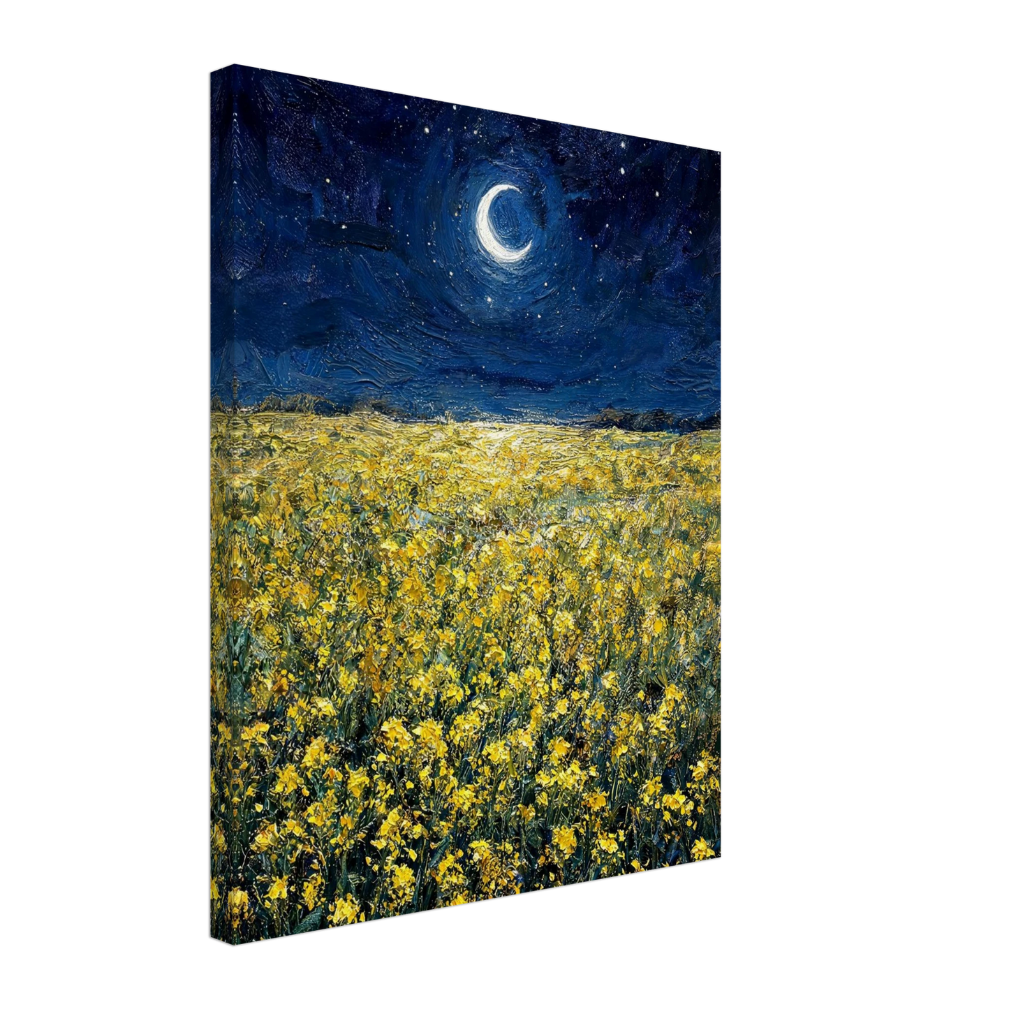 Moonlit Golden Meadow textured canvas print wall art by Vintstep