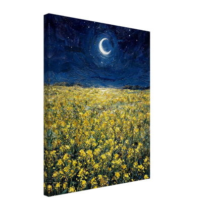 Moonlit Golden Meadow textured canvas print wall art by Vintstep