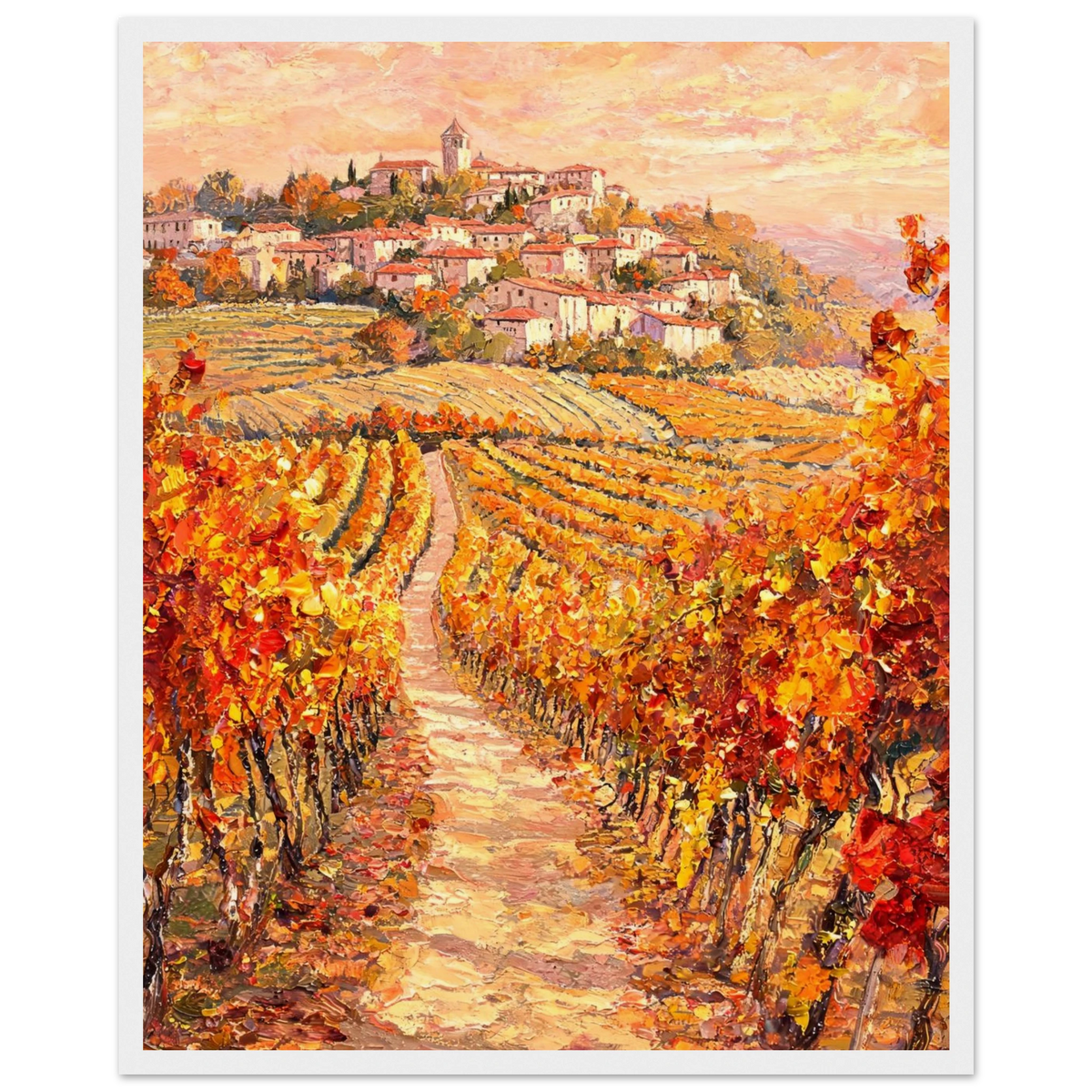 Hilltop Village Vineyard Framed Art Print | Ready to Hang Wall Decor