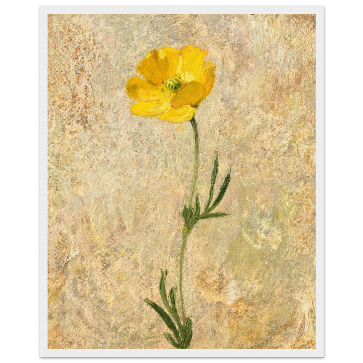 Impressionist Single Yellow Poppy Framed Art Print