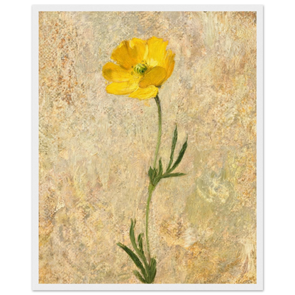 Impressionist Single Yellow Poppy Framed Art Print