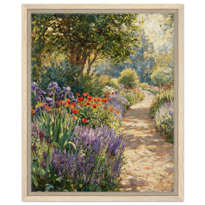 Sunlit Garden Path Framed Canvas | Vintstep