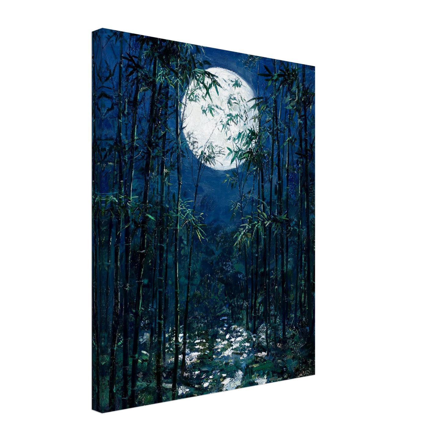 Moonlit Bamboo Forest textured canvas print wall art by Vintstep