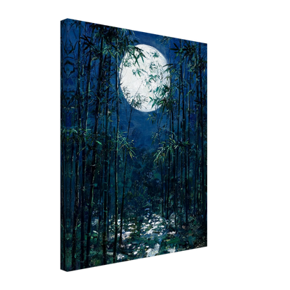 Moonlit Bamboo Forest textured canvas print wall art by Vintstep