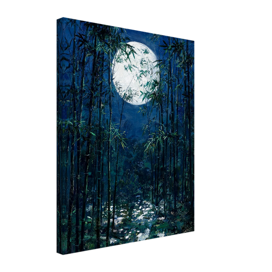 Moonlit Bamboo Forest textured canvas print wall art by Vintstep