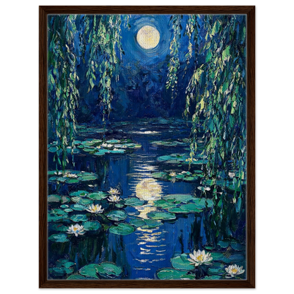 Moonlit Water Lilies Framed Canvas Wall Art