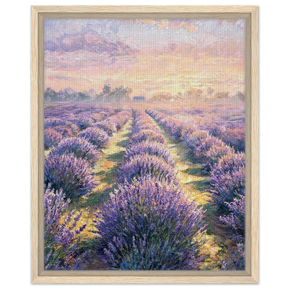 Sunset Lavender Meadow Framed Canvas Art