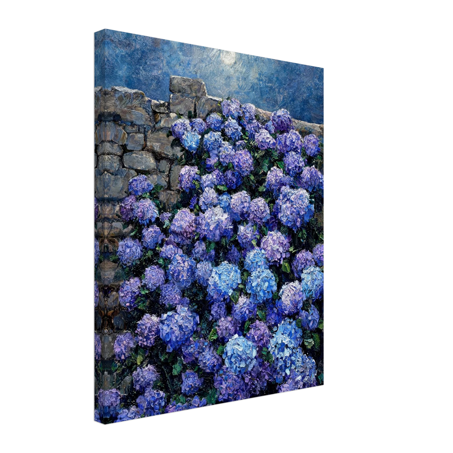 Moonlit Hydrangea Wall textured canvas print wall art by Vintstep