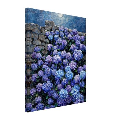 Moonlit Hydrangea Wall textured canvas print wall art by Vintstep