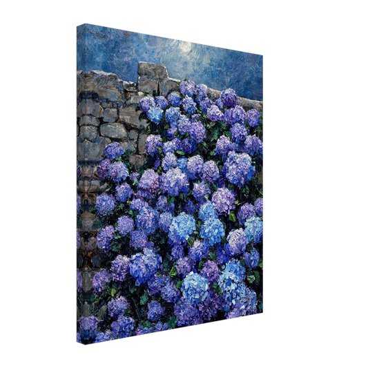 Moonlit Hydrangea Wall textured canvas print wall art by Vintstep