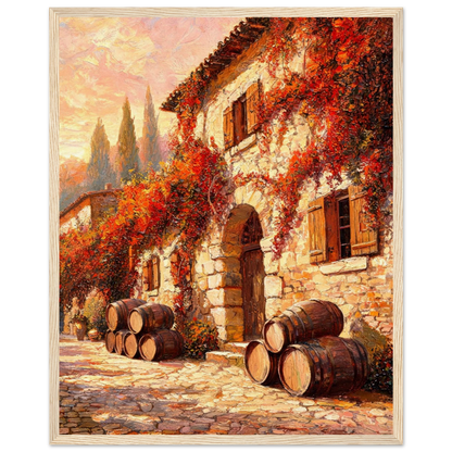 Autumn Stone Cottage Framed Art Print | Ready to Hang Wall Decor