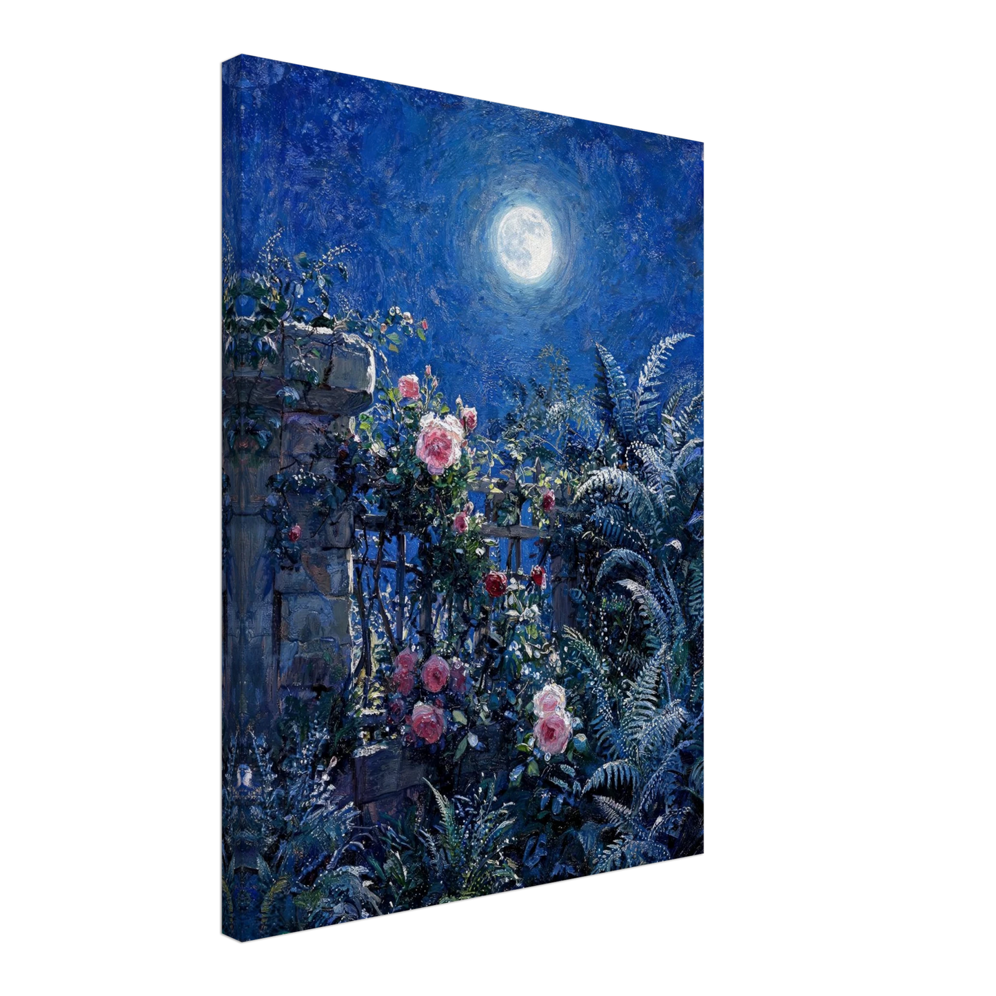 Midnight Garden Roses impressionist floral landscape print by Vintstep