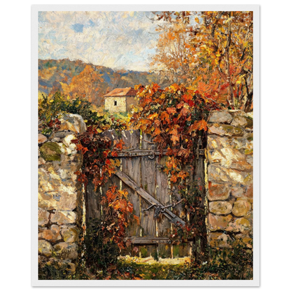 Autumn Garden Gate Framed Art Print | Ready to Hang Wall Decor