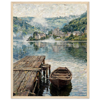 Framed Vintage Lakeside Landscape Art | Ready-to-Hang Classic Wall Decor