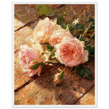 Impressionist Peach Rose Framed Art Print