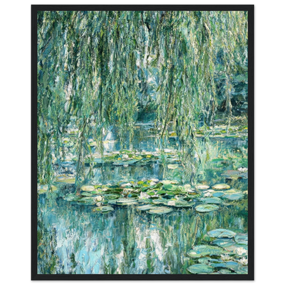 Emerald Willow and Water Lilies Wooden Framed Poster | Vintstep