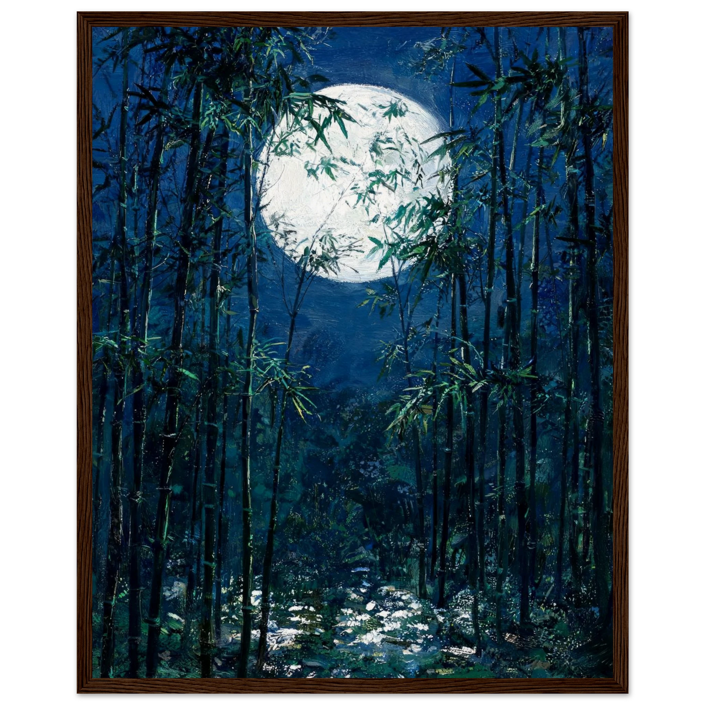 Moonlit Bamboo Forest ready-to-hang wooden framed poster by Vintstep