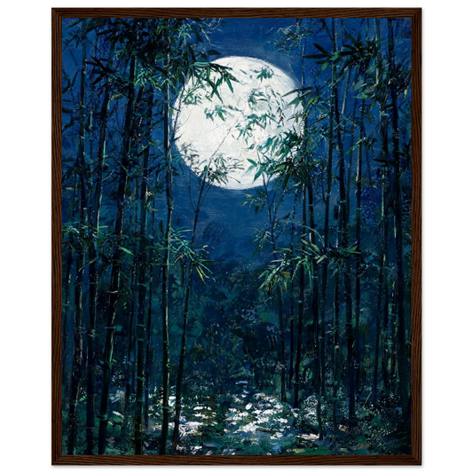 Moonlit Bamboo Forest ready-to-hang wooden framed poster by Vintstep