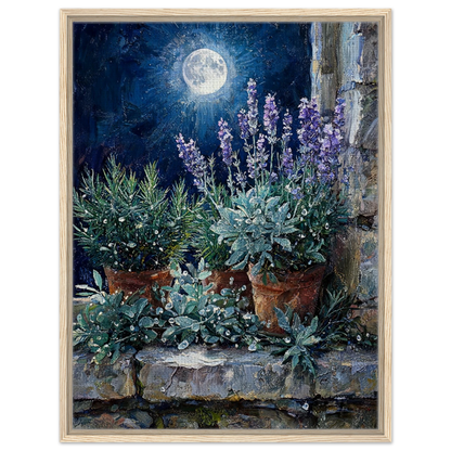 Moonlit Herb Garden Framed Canvas Wall Art