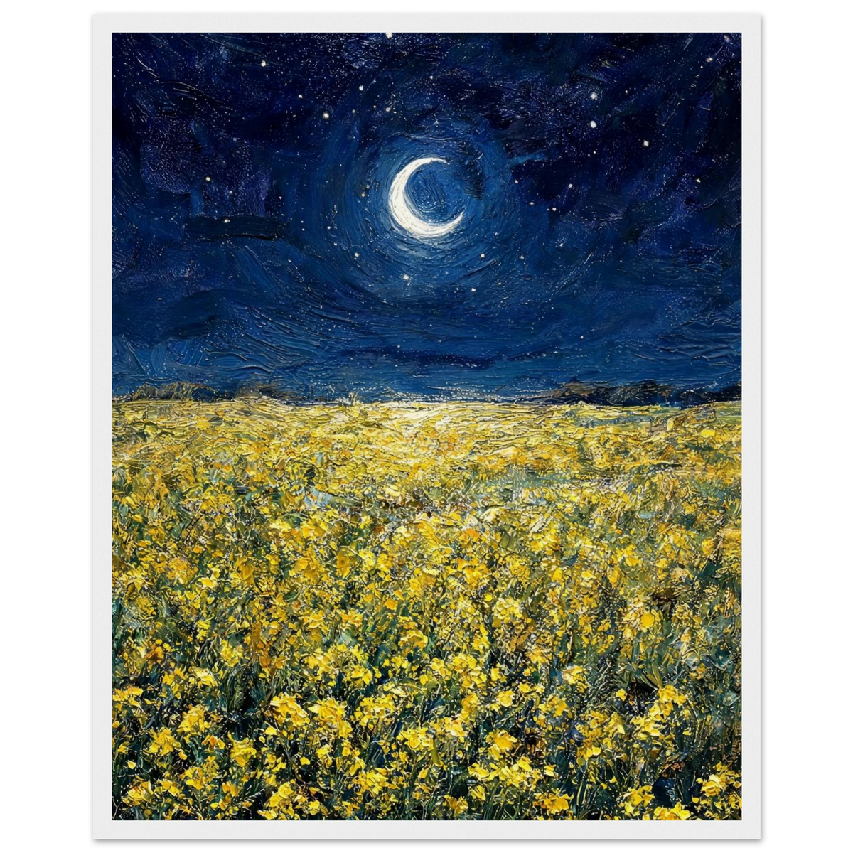 Moonlit Golden Meadow Framed Art Poster