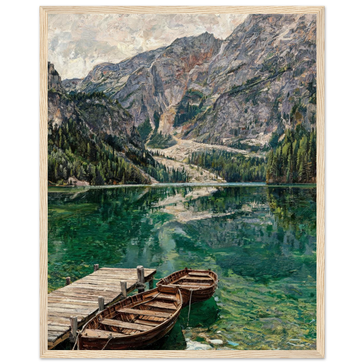 Framed Alpine Emerald Lake Art | Mountain Scenery Wall Decor