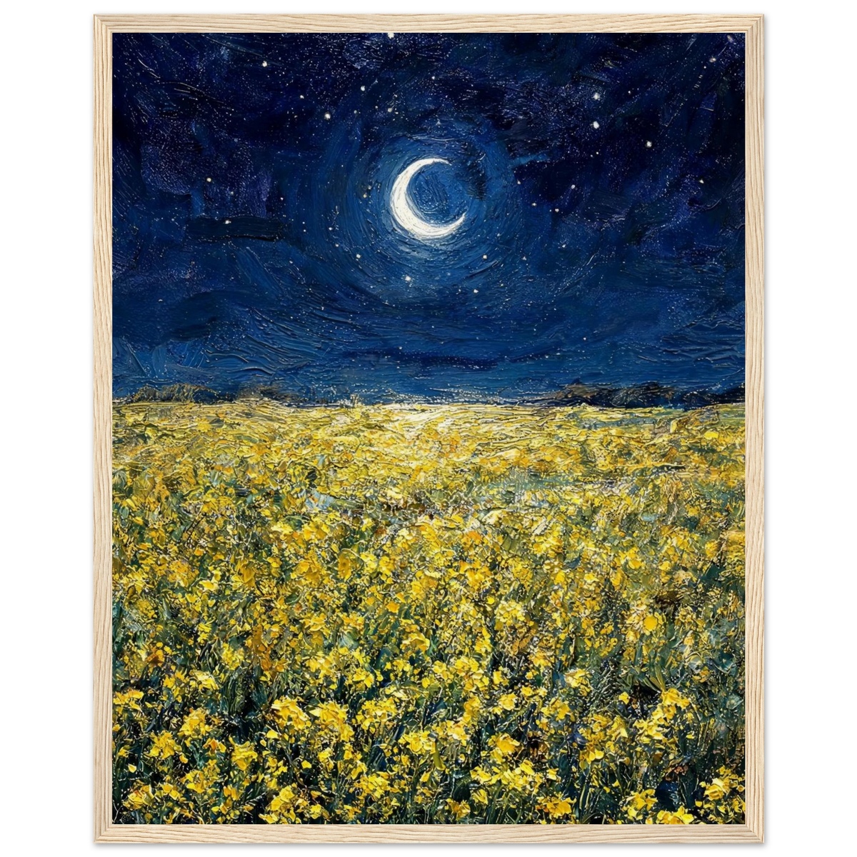 Moonlit Golden Meadow Framed Art Poster