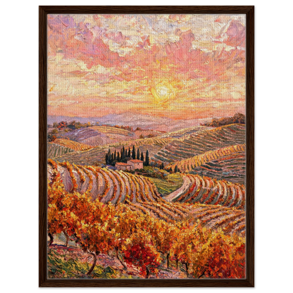Vineyard Sunset Framed Canvas Wall Art | Gallery Style Decor