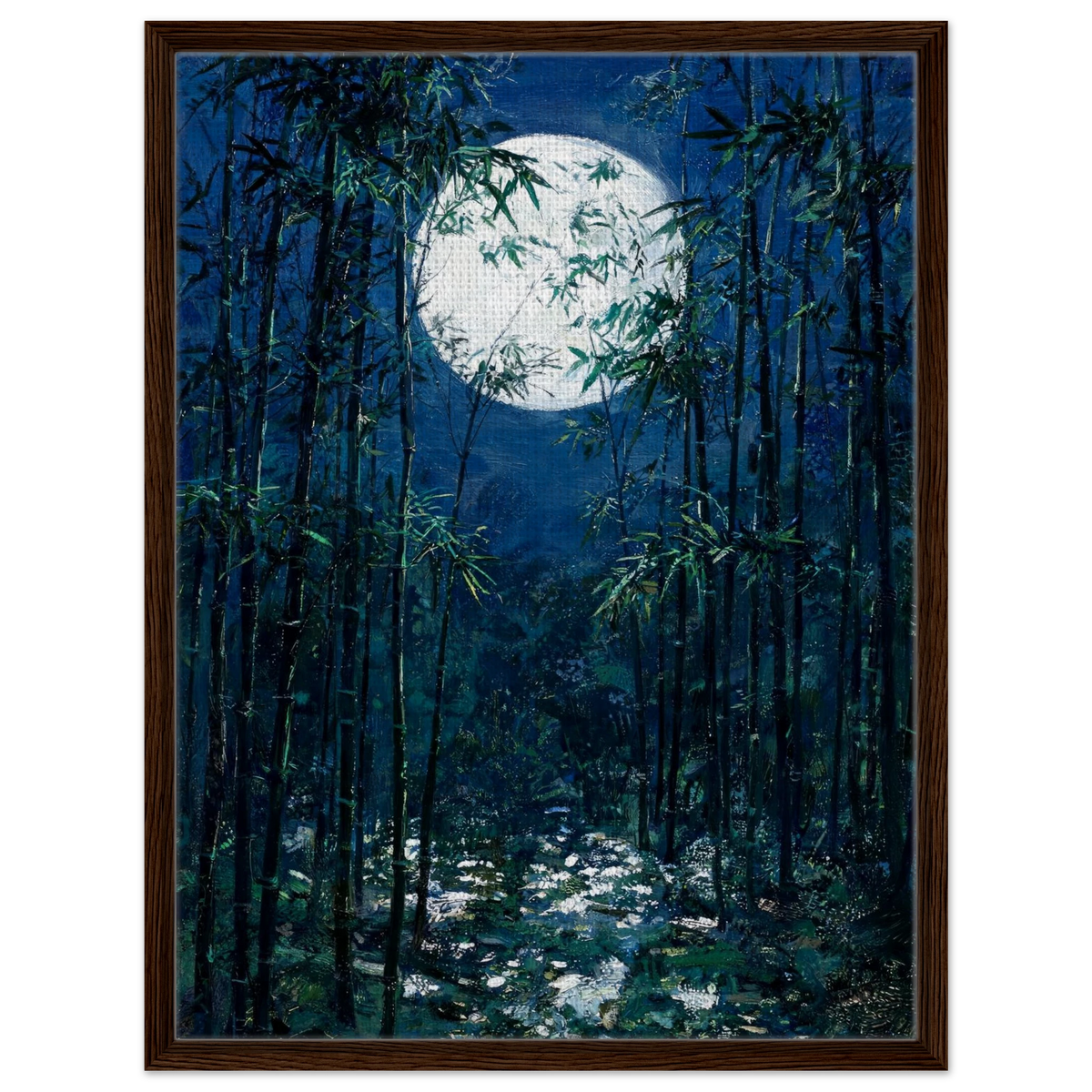 Moonlit Bamboo Forest Framed Canvas Wall Art