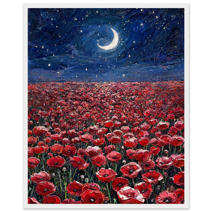 Poppies Under the Moon Framed Art Poster