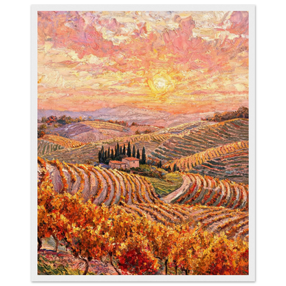Vineyard Sunset Framed Art Print | Ready to Hang Wall Decor