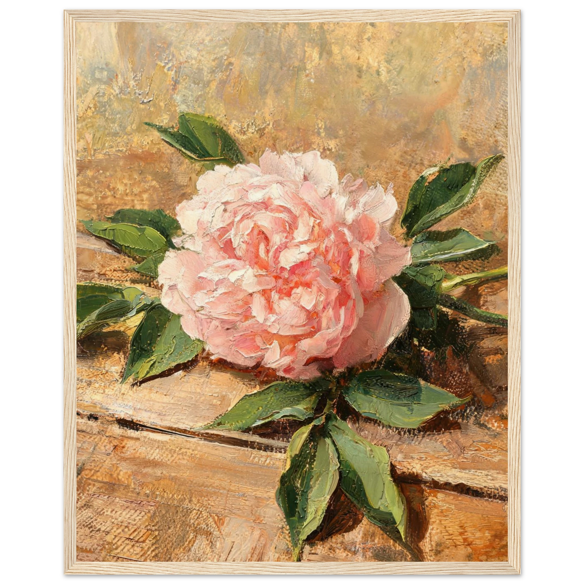 Impressionist Soft Pink Peony Framed Art Print