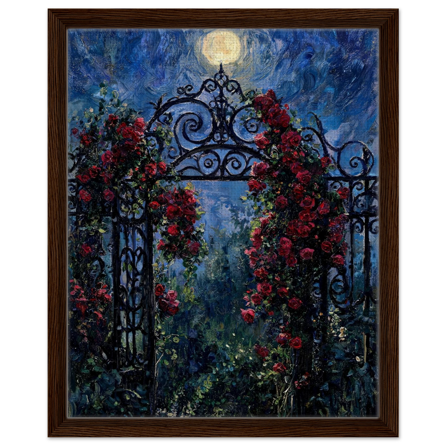 Moonlit Rose Gate floating frame canvas wall decor by Vintstep