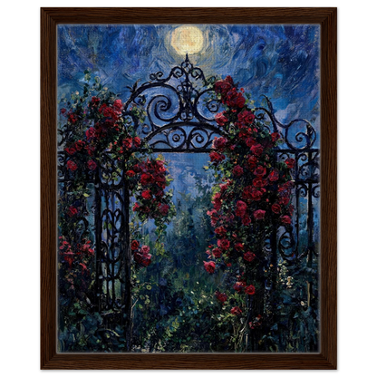 Moonlit Rose Gate floating frame canvas wall decor by Vintstep