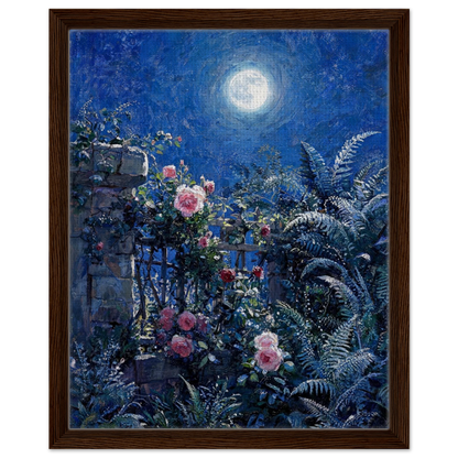 Midnight Garden Roses impressionist floral landscape print by Vintstep