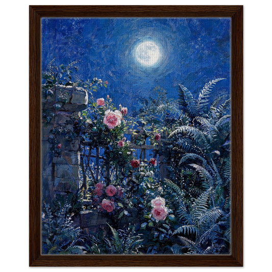 Midnight Garden Roses impressionist floral landscape print by Vintstep