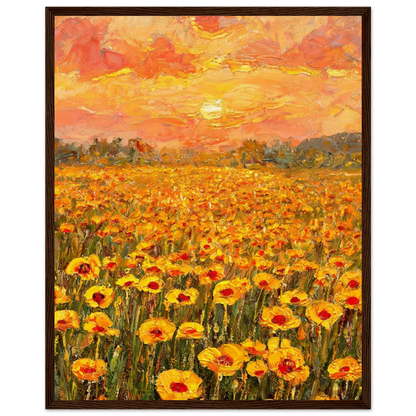Golden Sunset Poppy Field Framed Fine Art Print