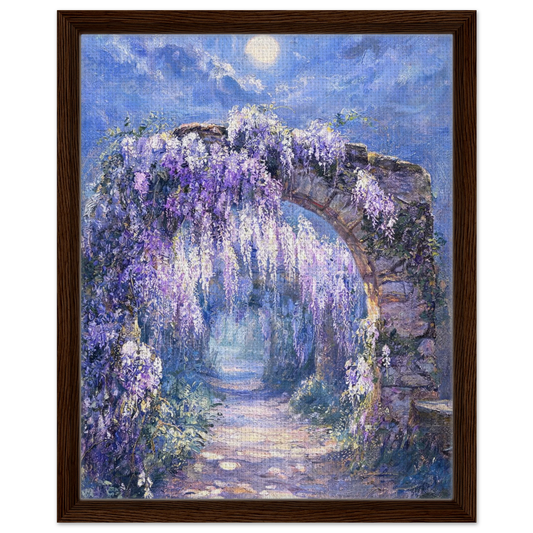 Moonlit Wisteria Arch floating frame canvas wall decor by Vintstep