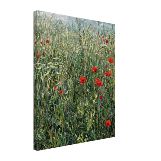 Canvas print of an Impressionist red poppy field with enhanced texture for an immersive fine art wall experience.