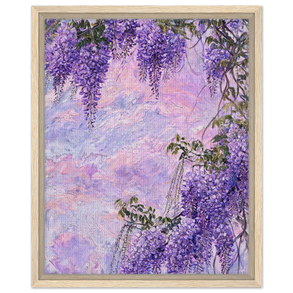 Framed Canvas Art: Cascading Wisteria | Modern Floral Landscape Print