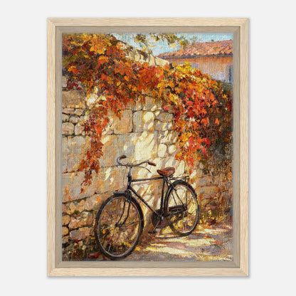 Autumn Vintage Bicycle Stone Wall Impressionist Art Print