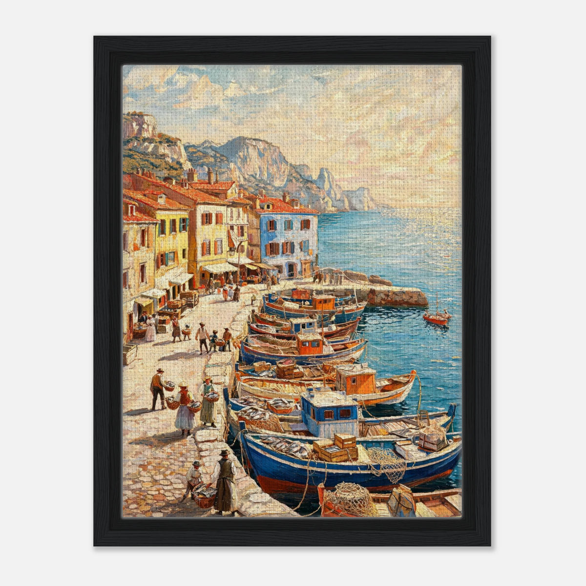 Mediterranean Fishing Harbor Impressionist Art Print