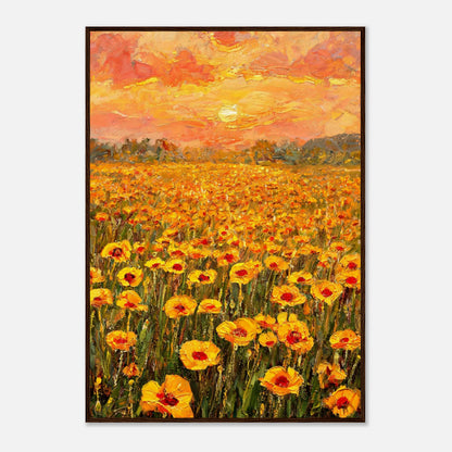 Golden Poppy Field at Sunset Impressionist Art Print