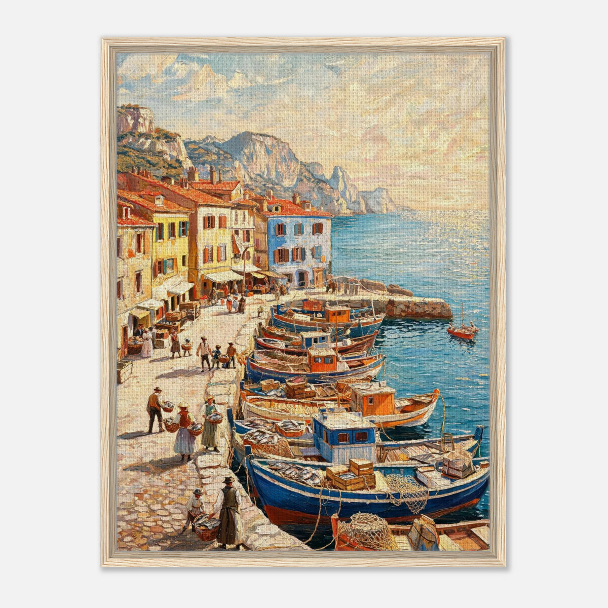 Mediterranean Fishing Harbor Impressionist Art Print