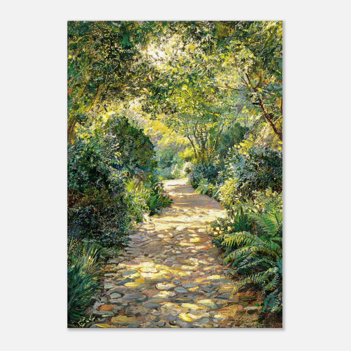 Sunlit Woodland Path Impressionist Art Print