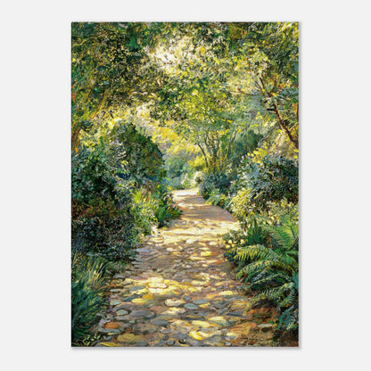 Sunlit Woodland Path Impressionist Art Print