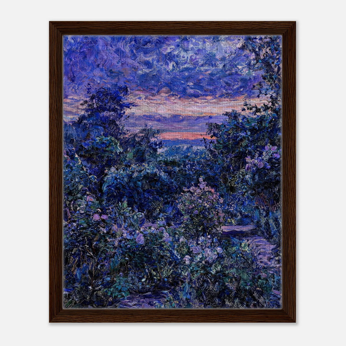 Twilight Garden & Blue Dusk Impressionist Art Print