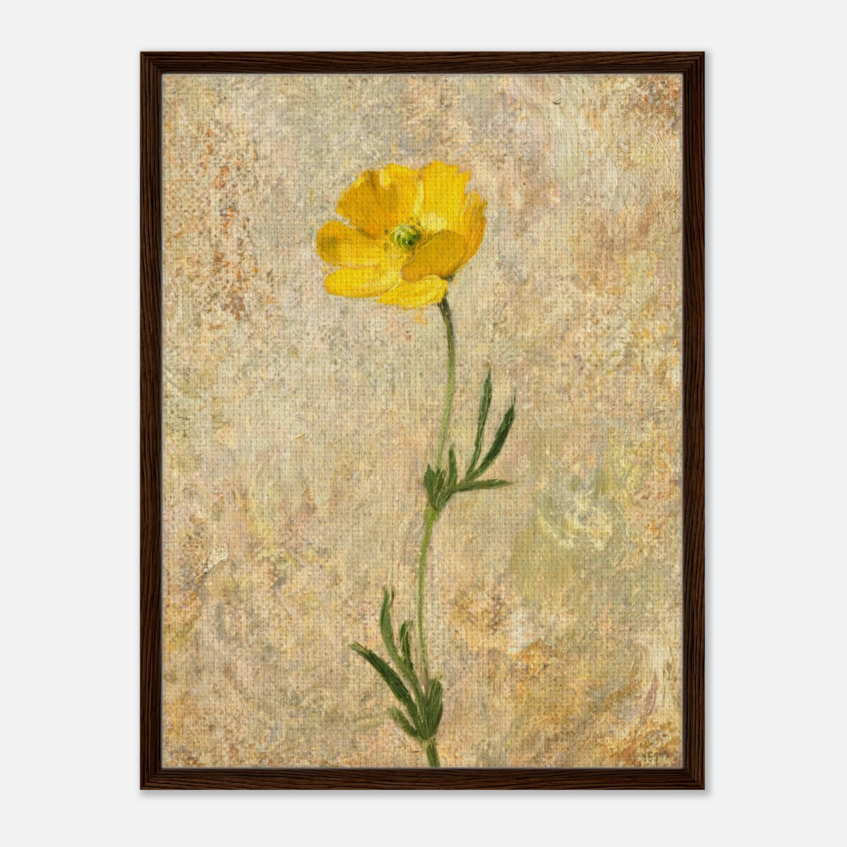 Solitary Yellow Wildflower Impressionist Art Print