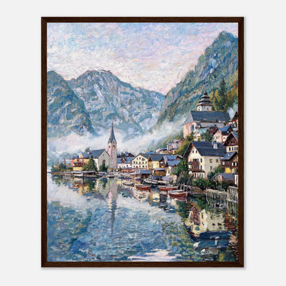 Alpine Lakeside Village Impressionist Art Print