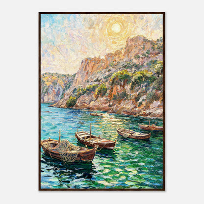 Mediterranean Coastal Cove Fishing Boats Impressionist Art Print