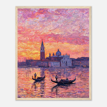 Venetian Gondolas at Sunset Impressionist Art Print